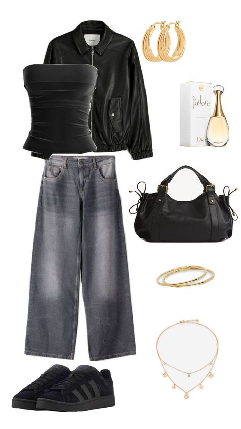 #outfitsinspo #outfitfullblack #fullblack #campus #jeanbaggy #topblack #bag #dior #or #bijoux #dore #outfitforschool #outfitpourlarentree Black Outfits For School, Black Campus, Full Black Outfit, Outfit Campus, Outfits For School, Black Outfits, Casual Style Outfits, Black Outfit, School Outfits