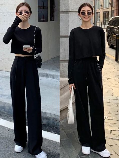 Kulot Outfit, Jeans Outfit Korean, Kulot Pants Outfit, Japan Outfits, Black Pants Outfit, Corporate Goth, Summer Pants Outfits, Outfit Korean, Casual Indian Fashion