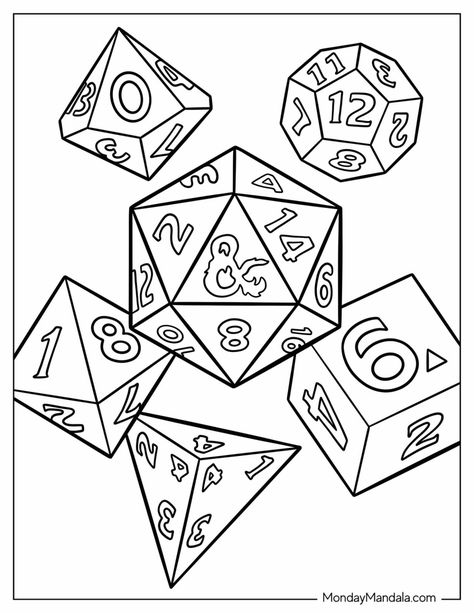 Dungeons & Dragons is a popular tabletop roleplaying game where players create characters and embark on adventures in a fantasy world. These 20 free printable coloring pages are perfect for fans of the game of all ages. They feature characters, creatures, and scenes from the world of Dungeons & Dragons.  #dnd #dnd5e #dndmemes #dndart #dndplayers #dndgame #dungeonsanddragons #trpg #tabletoprpg #rpg #coloringpages Nerd Coloring Pages, Dnd Coloring Pages For Adults, Dungeons And Dragons Line Art, Critical Role Coloring Page, Nerdy Coloring Pages, D&d Coloring Pages, Dungeons And Dragons Dice Art, Dungeons And Dragons Coloring Pages, Gaming Coloring Pages