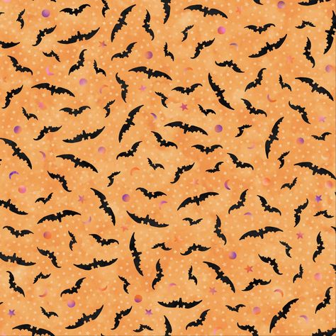 Bats Halloween, Maywood Studios, Pale Orange, Shabby Fabrics, Halloween Fabric, Black Bat, Orange Fabric, Orange Background, Cotton Quilting Fabric