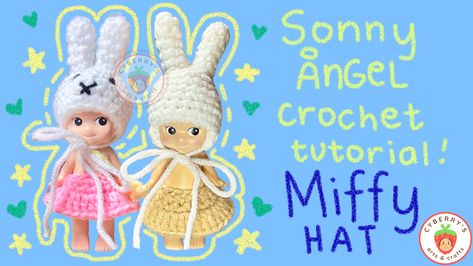 Super easy to follow and beginner friendly tutorial for ur angel babiez! Sonny Angel Crochet Hat, Sonny Angel Crochet Clothes Pattern, Sonny Angel Clothes Pattern, Sonny Angel Crochet Pattern, Crochet Sonny Angel Clothes, Sonny Angel Crochet, Miffy Bunny, Angel Clothes, Crochet Doll Clothes Free Pattern