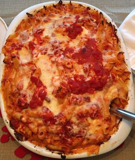 Sunday Baked Ziti – MamaMancini's Original Family Recipe Ground Beef Ziti, Easy Baked Ziti, Celebrity Recipes, Beef Meatballs, Baked Ziti, Italian Kitchen, A Glass Of Wine, Family Recipe, Plum Tomatoes