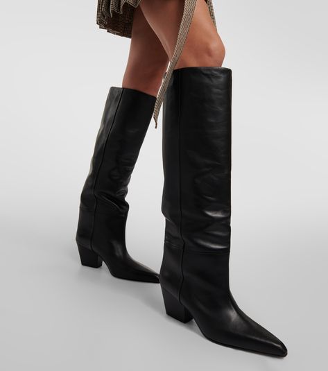 Jane 60 Leather Knee High Boots in Black - Paris Texas | Mytheresa Paris Texas Boots, Texas Boots, Texas Western, Heel Boots For Women, Leather Knee High Boots, Leather Heeled Boots, Black Heel Boots, Cowboy Boots Women, Paris Texas