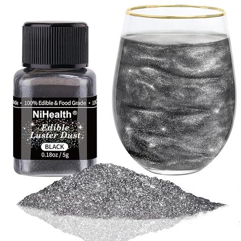 Amazon.com : NiHome Edible Food-Grade Glimmer Powder Glitter Luster Dust Metallic Food Decorating Sprinkle Glimmery Dust for Drink Wine Beverage Cake Candy Dessert Bakery Restaurant Vegan (0.18oz/5g, Black) : Grocery & Gourmet Food Dessert Bakery, Bakery Restaurant, Food Decorating, Cake Candy, Luster Dust, Edible Food, Drink Wine, Candy Desserts, Food Decoration