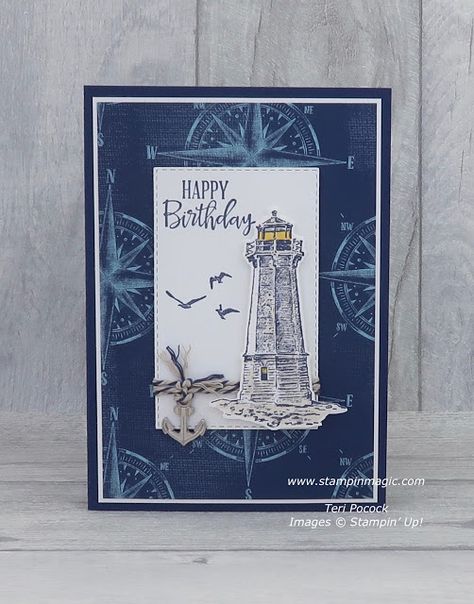 Nautical Cards, Hand Stamped Cards, Masculine Birthday Cards, Book Folding, Punch Cards, Fancy Fold Cards, Fancy Folds, Male Cards, Fun Fold Cards