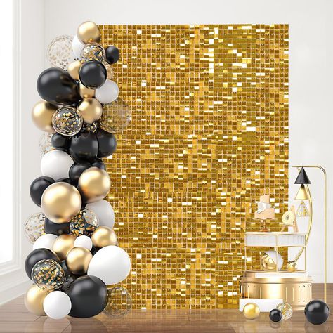 PRICES MAY VARY. 🎉PACKAGE INCLUDES: Each box included 18 pieces 12"x12" per individual shimmer panels. Including assembled materials(Zip Ties,Wall Hooks,Gloves,Manual and Replacement Sequins).So you needn't buy them separately again. 18pcs can cover 6x3ft place. More boxs will cover a larger area and have a fuller look. Pls noted: Backdrop Stand (Not Included). 👏Shimmer Wall Backdrop Decor: Our sequin panels are durable, best idea for sequin backdrop. Perfect for Birthday, Wedding, Engagement, Party Photo Backdrop Ideas, Gold Backdrop Ideas, Background For Birthday, Backdrop Panels, Handmade Halloween Decorations, Shimmer Wall Backdrop, Wedding Anniversary Party Decorations, Wooden Living Room, Anniversary Party Decorations