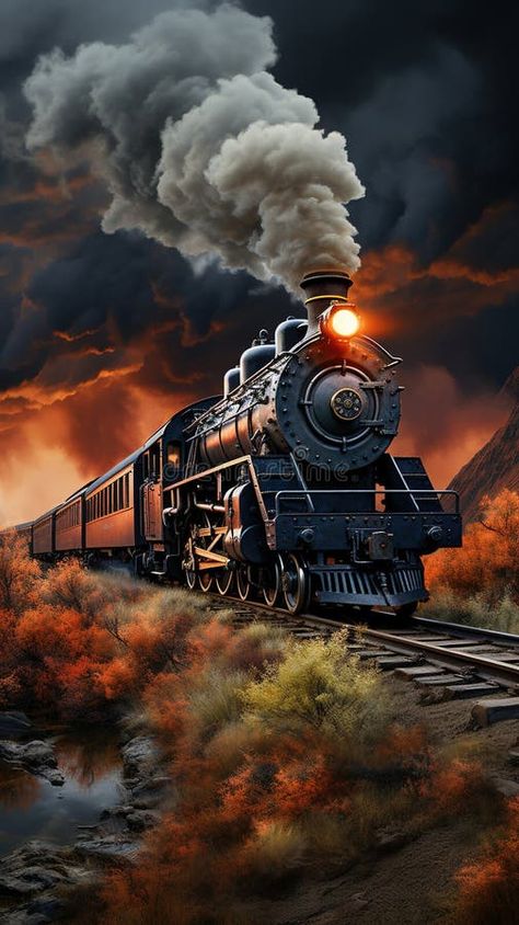 An Antique Steam Passenger Train Traveling Thru Mountains Puffing Lots of Smoke on a Cloudy Winter Day Background vector illustration Locomotives Train Steam Engine, Steam Train Art, Train Lyrics, Train Background, Travel Illustration Art, Train Artwork, Train Tattoo, Train Images, Steam Trains Photography