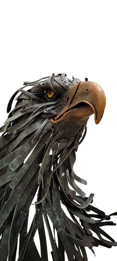 Eagle Sculpture Metal, Driftwood Art Sculpture, Driftwood Sculptures, Eagle Skull, Welded Art, Recycled Metal Art, Metal Sculptures, Driftwood Sculpture, Paper Birds