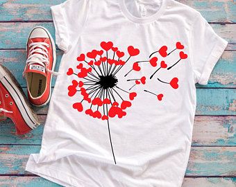 T Shirt Painting Ideas Creative, Dandelion Svg, T Shirt Painting, T Shirt World, Valentine Svg, Valentine T Shirts, Painted Clothes, Valentines Svg, Direct To Garment Printer