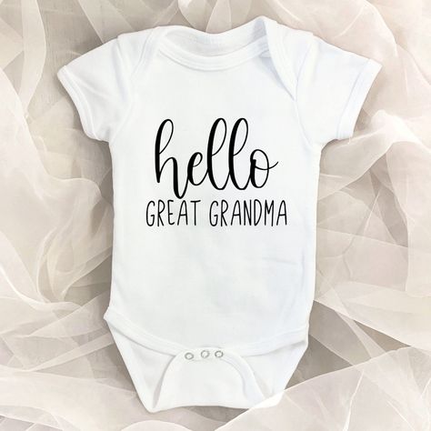 Hello Great Grandma Pregnancy Announcement Baby Bodysuit Great Grandma Pregnancy Announcement, Grandpa Pregnancy Announcement, Grandma Pregnancy Announcement, Baby Announcement Grandparents, We're Pregnant, Baby Announcement Onesie, Pregnancy Gender Reveal, Announcement Onesie, Fun Baby Announcement