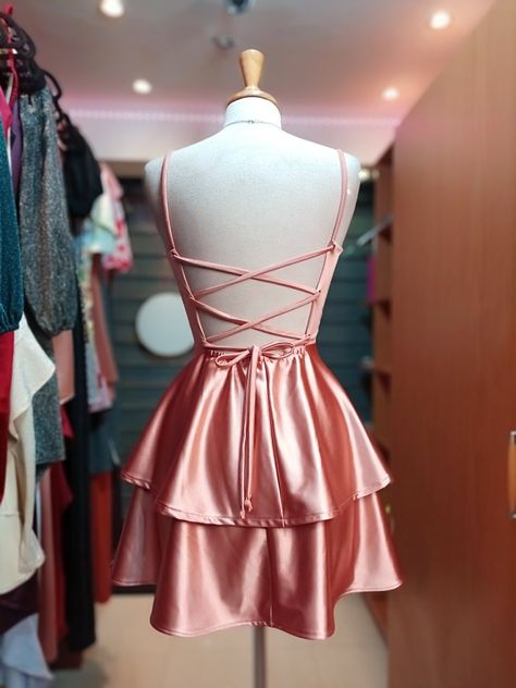 Short Satin Dress Outfit, Short Silk Dresses, Mini Prom Dresses Short, Short Satin Dresses, Short Dress Satin, Short Dresses For Prom, Vestidos Satin, Prom Short Dresses, Satin Pink Dress