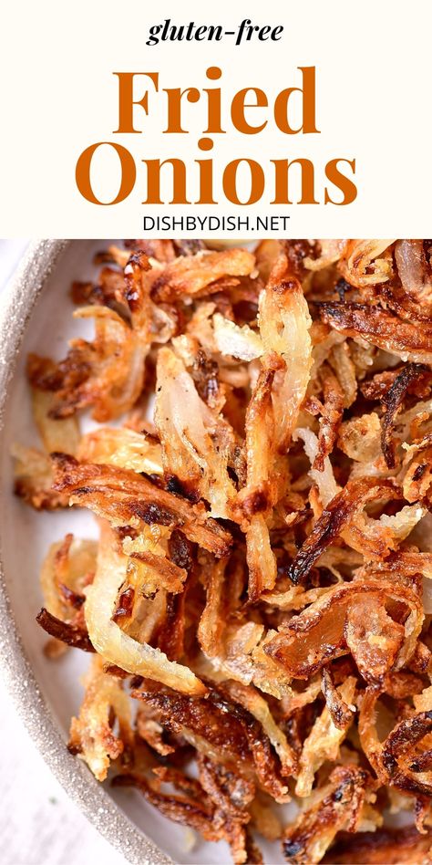 Gluten Free French Fried Onions, Frizzled Onions, Gluten Free Onion Rings, Crunchy Onions, Fried Onions Recipe, Crispy Fried Onions, Creamy Soups, Plum Jam Recipes, Recipes Sides