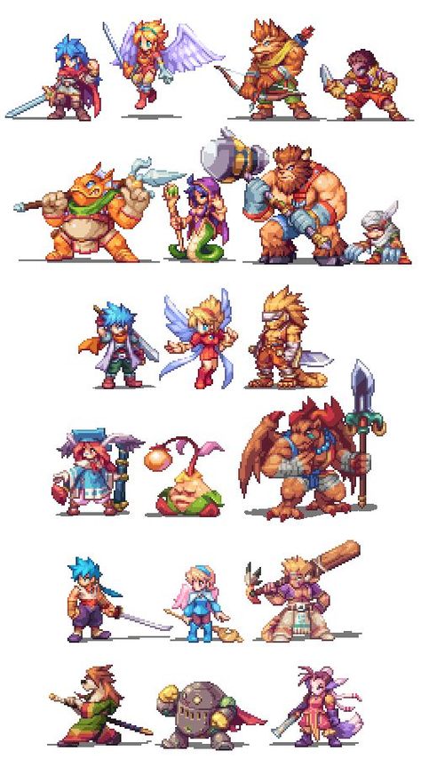 Pyro Character Design, 16 Bit Characters, Main Character Art, Fire Pixel Art, Pixel Character Sprite, Pixel Art Character Design, Pixelart Character, Breath Of Fire 3, Pixel Character