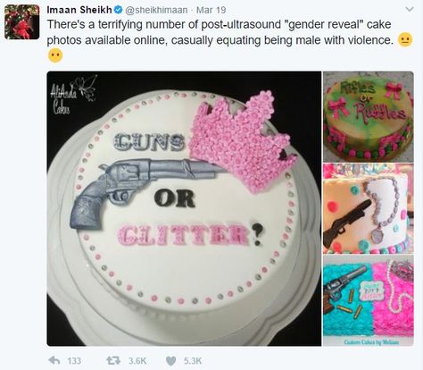 This kind of thing is so messed up on so many levels... - feminism - wtf - gender reveal - sexism - misogyny - patriarchy - socialization - gender Food Gender Reveal, Cake Pops Gender Reveal, Reveal Party Food Ideas, Gender Reveal Party Food Ideas, Gender Reveal Cake Pops, Gender Reveal Ultrasound, Glitter Gender Reveal, Gender Reveal Party Food, Baby Reveal Cakes