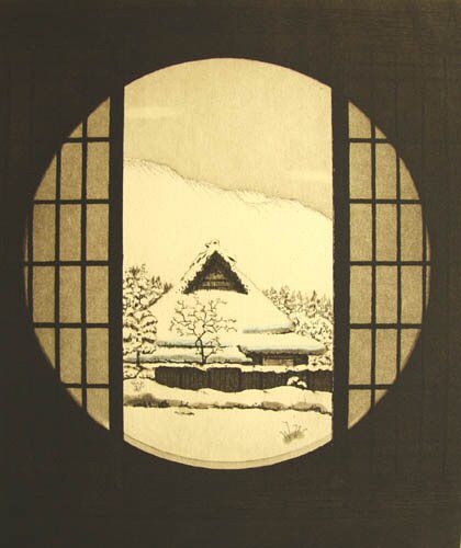 o Japanese Circle, Chinese Boat, Japanese Art Modern, Imagination Art, Japanese Stuff, Japanese Tree, Round Window, Winter Images, Round Art