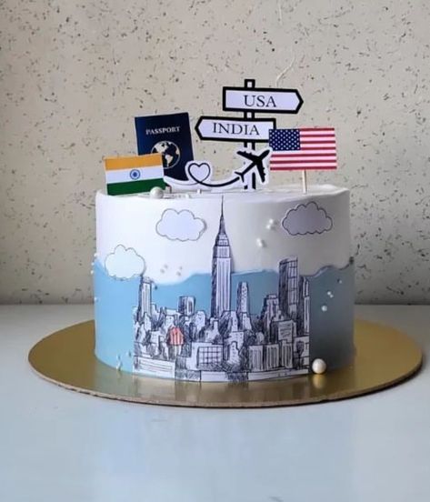 Safe Journey Cake, Journey Cake, Bon Voyage Cake, Welcome Home Cakes, Usa Cake, Farewell Cake, Logo Online Shop, London Theme, Travel Cake