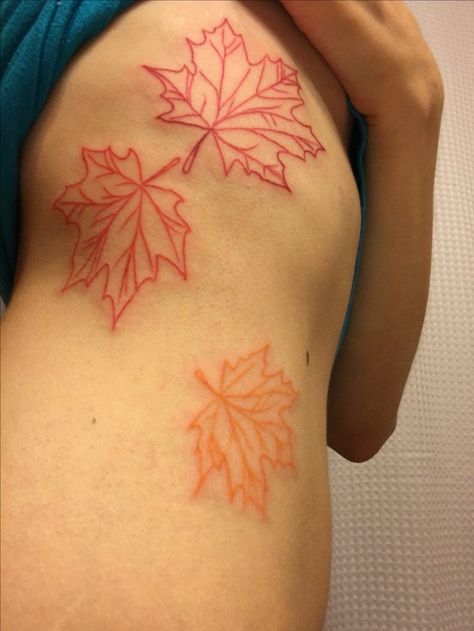 Autumn leaves. Simple line work. Maple Leaf Vine Tattoo, Red Maple Leaf Tattoo, Fine Line Maple Leaf Tattoo, Small Maple Leaf Tattoo Canada, Canada Tattoo Ideas Maple Leaves, Nature Tattoos, Simple Lines, Maple Leaf Tattoo, Autumn Leaves