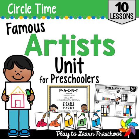 Famous Artists Theme and Activities for Preschool Art Gallery For Preschool, Art Centers Kindergarten, Preschool Artist Theme, Play To Learn Preschool, Preschool Painting, Self Portrait Artists, Education Preschool, Time Lessons, Preschool Units