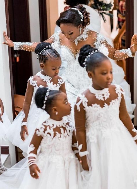 Wedding Dresses Kleinfeld, African Bridal Dress, Black Wedding Hairstyles, Flower Girl Gown, Wedding Dresses For Kids, Sparkly Wedding Dress, Bridal Hair Inspiration, Classy Wedding Dress