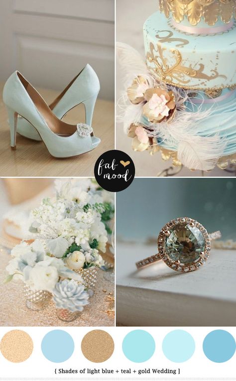 Light blue and gold wedding colors | http://www.fabmood.com/light-blue-and-gold-wedding-colors/ Light Blue And Gold Wedding, Teal Gold Wedding, Baby Blue Wedding, Blue And Gold Wedding, Baby Blue Weddings, Gold Wedding Colors, Light Blue Roses, Shades Of Light Blue, Cinderella Wedding