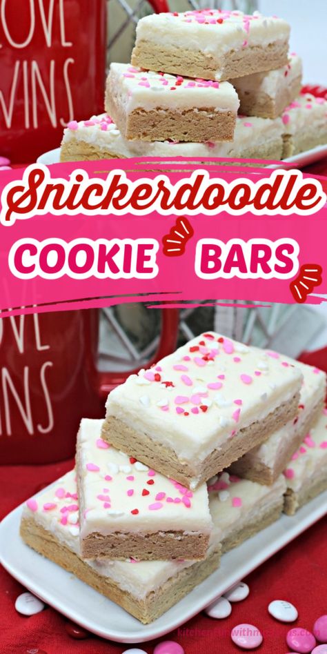 Snickerdoodle Cookie Bars, Snickerdoodle Bars, Snickerdoodle Cookie, Recipe Cookies, Dessert Recipies, Snickerdoodle Cookies, Treats For Kids, Snickerdoodle Cookie Recipes, Valentine Desserts