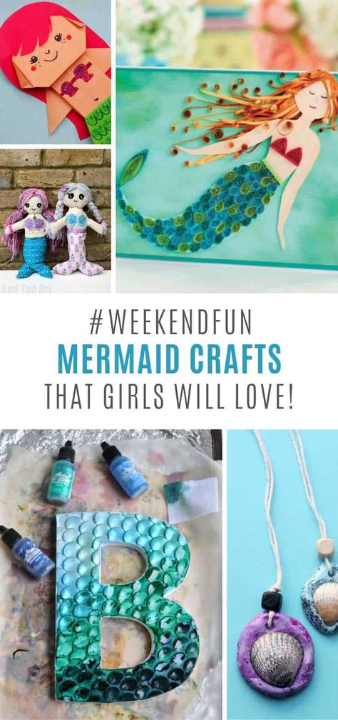 If you're looking for a fun project to do this weekend you can't go wrong with these mermaid craft ideas for kids! Fairytales Crafts, Mermaid Craft Ideas, Mermaid Crafts For Kids, Fantasy Crafts, Mermaid Craft, Magical Crafts, Diy Paper Art, Mermaid Ideas, Mermaid Bathroom