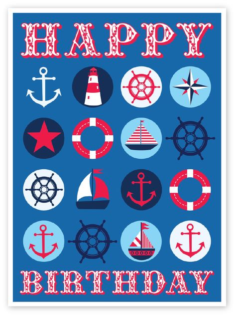 Nautical HBD Happy Birthday Ecard, Birthday Card Online, Birthday Photo Booths, Nautical Birthday, Birthday Wishes For Myself, Birthday Cards For Boys, Birthday Wishes Quotes, Personalized Birthday Cards, Very Happy Birthday