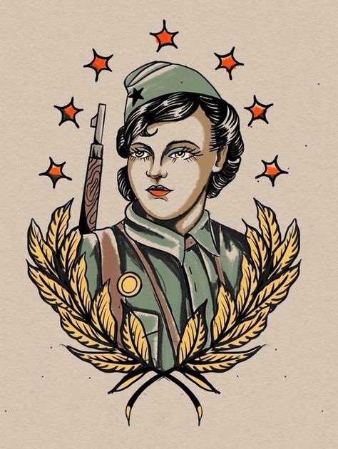 Traditional Tattoo Girls, Fallout Tattoo, Fighter Tattoo, Flash Drawing, Soldier Tattoo, Army Tattoos, Military Tattoos, Traditional Tattoo Sleeve, Old School Tattoo Designs