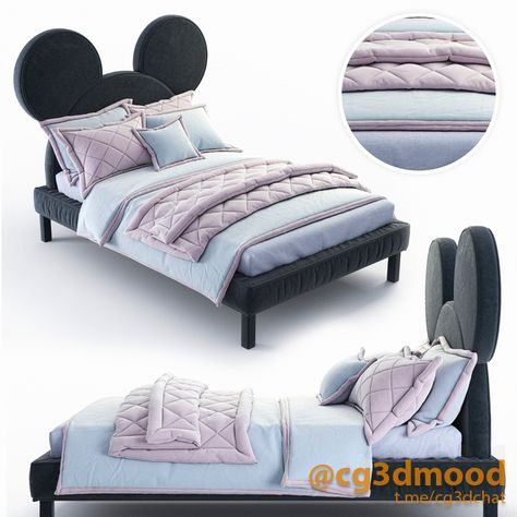 Mickey Mouse Bed, Post Modern Interior Design, Mickey Mouse Bedding, Bed 3d, Carved Headboard, Home Model, Bed Price, Teenage Room, House Deco