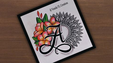 #mandala #alphabet A Letter Mandala Art, Alphabet Mandala Art, Letter Mandala, Flower Mandala Art, Alphabet Mandala, Arts Video, Draw Mandala, Fire Crafts, Sinchan Wallpaper