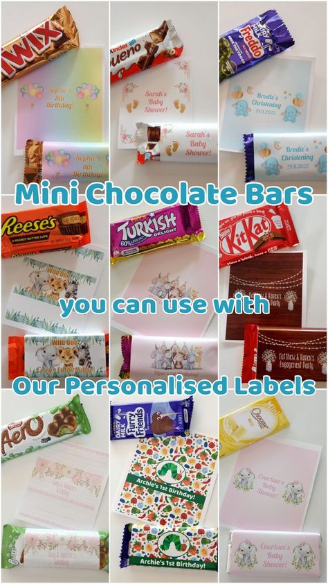 Read our Handy Guide to the Best Alternative Chocolate Bars to use for Party Favours and our Personalised Chocolate Wrappers! Custom Chocolate Bar Wrappers, Personalised Chocolate Wrappers, Chocolate Bar Party Favors, Personalized Chocolate Wrappers, Custom Chocolate Bars, Chocolate Party Favors, Chocolate Bar Labels, Chocolate Bar Wrapping, Personalized Chocolate Bars