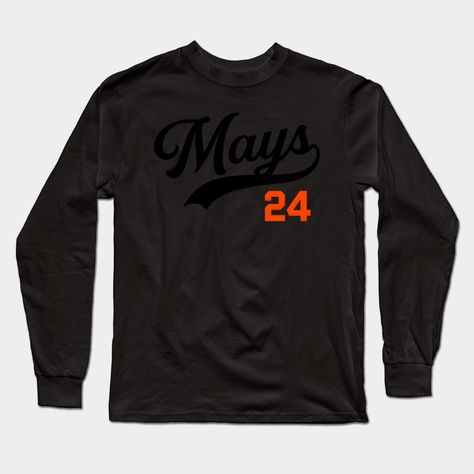 Celebrate the legacy of baseball legend Willie Mays with this iconic design featuring his number 24 and the San Francisco Giants logo. Perfect for any Giants fan! -- Choose from our vast selection of Long Sleeve T-Shirts to match with your favorite design to make the perfect custom graphic Long Sleeve T-shirt. Pick your favorite: Classic or Premium. Customize your color! For men and women. San Francisco Giants Logo, Giants Logo, Willie Mays, Giants Baseball, Giants Fans, Iconic Design, Sports Baseball, San Francisco Giants, Graphic Long Sleeve