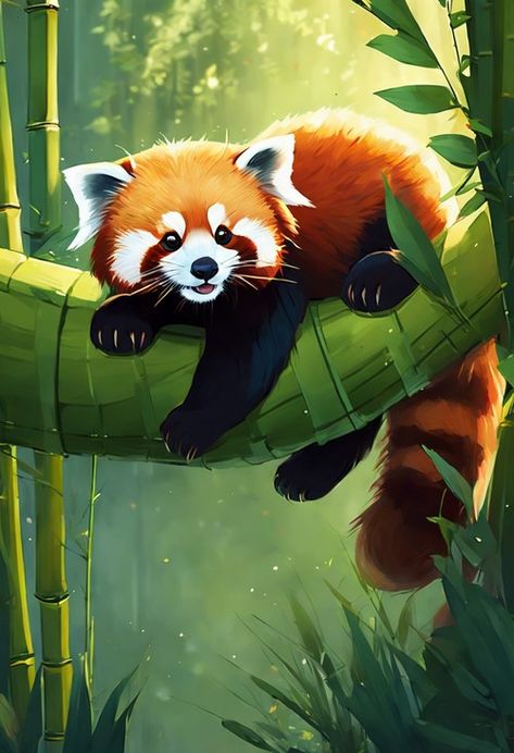 Fantasy Red Panda Check more: https://paintlyx.com/fantasy-red-panda/ Red Panda Painting Acrylic, Red Panda Painting, Red Panda Illustration, Red Panda Art, Panda Habitat, Red Panda Cute, Panda Images, Panda Illustration, Pika Pika