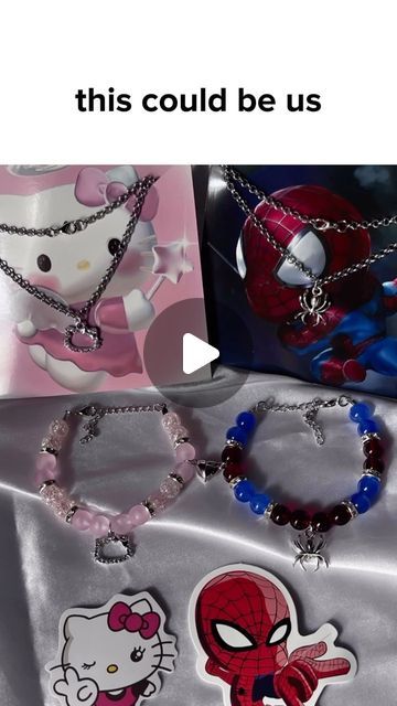 𝒔𝒂𝒏𝒅𝒊𝒋𝒆𝒘𝒆𝒍𝒔 on Instagram: "spiderman and hello kitty>>>

available as a set and separately!<3

#couplebracelets #matching #hellokitty #spiderman #giftideas #hellokittygirl #reels #reelsinstagram #bracelets #explorepage #marvel #matchingbracelets" Spiderman And Hello Kitty, Crafts Jewelry, Couple Bracelets, Diy Crafts Jewelry, Matching Bracelets, Jewelry Crafts, Spiderman, Hello Kitty, Kitty