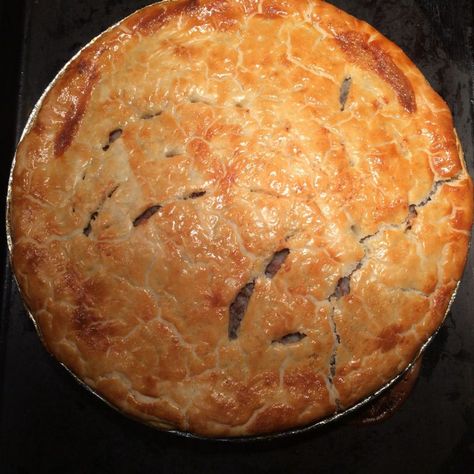 Savory with golden brown crust. This French Meat Pie, Tourtiere (French Meat Pie), is easy to make at home. This meat pie can also be frozen and prepared ahead. The unbaked pies can be frozen and assembled once they are ready to go. This pie can also be made in individual-sized pies pans. Ingredients 2 pounds ground beef (round)... French Meat Pie, French Meat, Salmon Pie, Meat Pie Recipe, Savoury Pies, Beef Pies, Beef Round, Mexican Beef, Baked Ribs