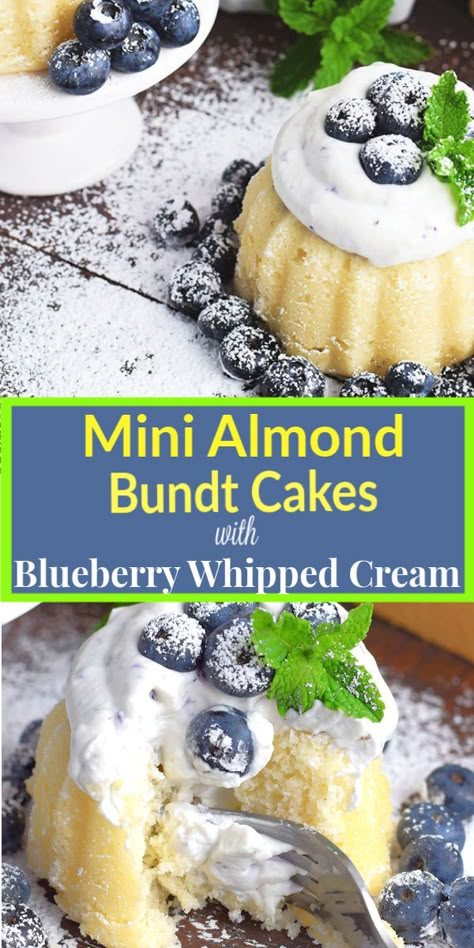 Blueberry Whipped Cream, Dainty Desserts, Mini Bunt Cake, Mini Bundt Cakes Recipes, Berry Desserts, Nothing Bundt Cakes, Mini Bundt, Chips Ahoy, Mini Bundt Cakes