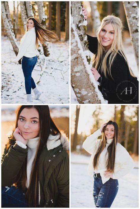 Photography Poses In Winter, Cold Weather Senior Pictures, Senior Snow Picture Ideas, Winter Headshots, Winter Graduation Pictures, Winter Senior Pictures Outfits, Senior Pictures Winter, Snow Senior Pictures, Winter Senior Photography