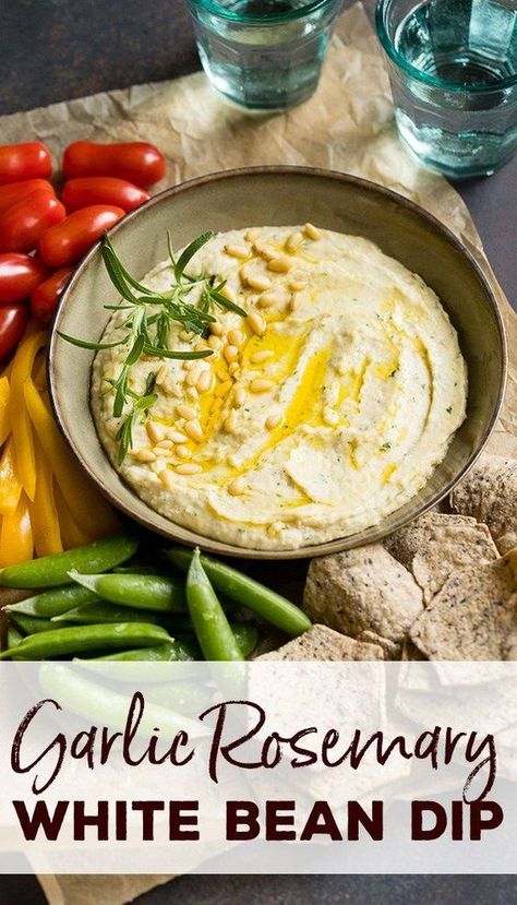 The perfect after school snack recipe, or game day dip, this garlic rosemary white bean dip is easy, healthy, and delicious! #afterschoolsnacks #beandip Game Day Dip, White Bean Dip, Fertility Foods, Garlic Dip, After School Snack, Vegan Dip, Vegan Roast, Healthy Dips, Bean Dip