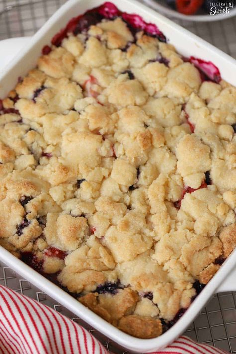 Berry Cobbler Recipes, Cobbler Recipes Easy, Buttery Sugar Cookies, Cobbler Topping, Cookie Toppings, Rhubarb Crumble, Berry Crumble, Berry Cobbler, Blackberry Cobbler