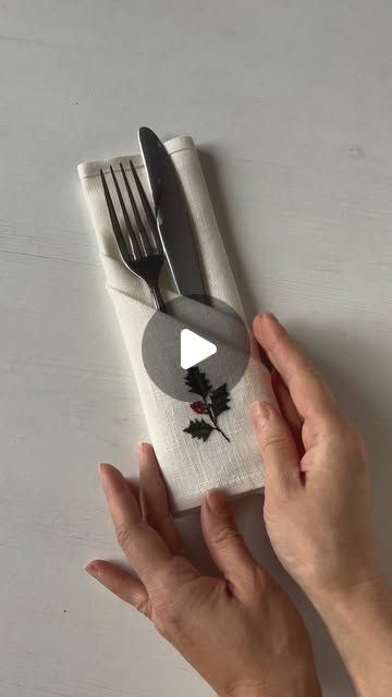 Aliaksandra Dzyachenka on Instagram: "I made this video so that I would have it in front of my eyes when I need it))) Because every time I search again))).
Save if useful 😉.
.
This little embroidered holly on a napkin is in the Xmas wreath pattern. Available on my Etsy, first link in bio.
.
#embroidery #embroideryart #christmasembroidery #dmcthreads #etsy" Embroidered Holly, Embroidery Napkins, Napkin Folds, Xmas Wreaths, Napkin Folding, Set The Table, Christmas Embroidery, Christmas Table, Embroidery Art