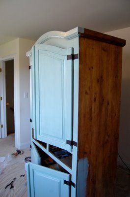 Painting Pine Furniture Armoire Refinishing Ideas, Painted Mexican Pine Furniture Rustic, Pine Armoire Makeover, Painted Armoire Ideas Before After, Refurbished Armoire Ideas, Painted Armoire Ideas, Painting Pine Furniture, Armoire Redo, Pine Furniture Makeover