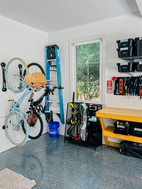 Garage Makeover Before and After Reveal Before And After Garage Makeover, Garage Before And After, Wall Storage Systems, Maximize Storage, Makeover Before And After, Garage Makeover, Garage Shelving, Epoxy Floor, Organizing Systems