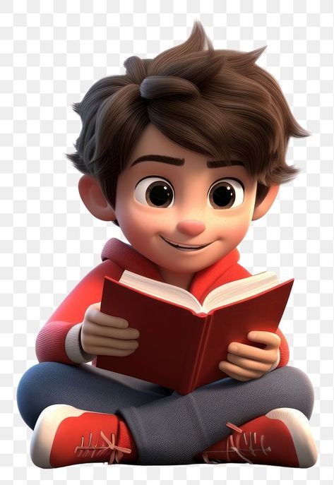 Books Cartoon Image, Cartoon Reading Book, Cartoons Reading Books, Reading Book Cartoon, Boy Reading Book, Reading Cartoon, Book 3d, Boy Reading, Book Cartoon