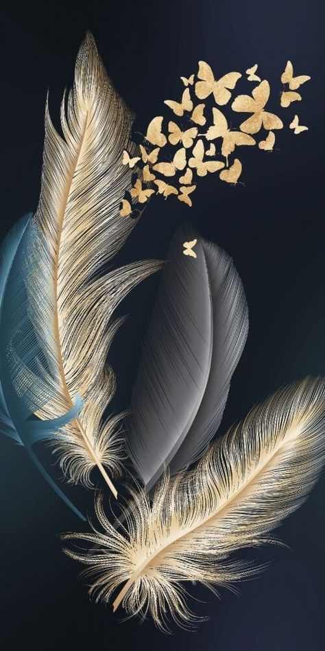 Feather Wallpaper, Cellphone Wallpaper Backgrounds, Feather Painting, Art Gallery Wallpaper, Feather Art, Gold Wallpaper, Phone Wallpaper Images, Flower Phone Wallpaper, Pretty Wallpapers Backgrounds