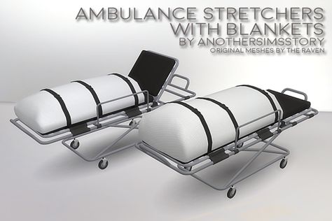 Ambulance Stretchers With Blankets The Sims 2 to Sims 4 conversions of The Raven's Ambulance Stretchers (Up and Down) & Blankets. The meshes are slightly edited. These conversions are without IV... Ts4 Hospital, Sims 4 Conversions, Sims Challenge, Down Blanket, Cc Sims4, Colonial Style Homes, The Sims 2, Los Sims, Sims4 Cc