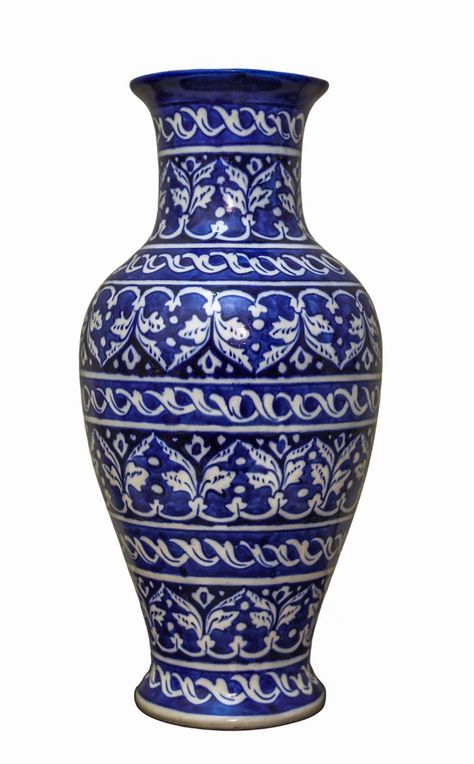 Handmade Craftsmanship: Each clay vase is meticulously crafted by hand, showcasing the artisan's skill and attention to detail. Handmade construction adds a unique and authentic touch to each piece. Intricate Hand-Painted Designs: The vases feature intricate hand-painted designs characteristic of South East Asian blue pottery. These designs often include floral motifs, geometric patterns, or cultural symbols, showcasing the rich artistic heritage of the region. Versatile Decor: These clay vases Blue Pottery Vase, Blue Pottery Designs Pattern, Blue Pottery Designs, Clay Vases, South East Asian, Ceramic Flower Vase, Painted Designs, Hand Painted Vases, Clay Vase