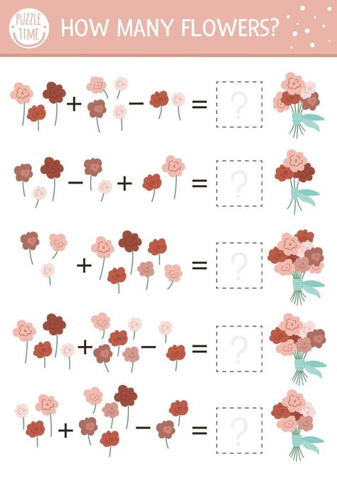 Mothers day matching game with flowers. Holiday math activity for preschool children with rose bouquets. Educational printable counting worksheet with cute funny elements for kids Math Activity For Preschool, Holiday Math Activities, Counting Worksheet, Activity For Preschool, Animal Outline, Holiday Math, Black And White Birds, Counting Worksheets, Outline Illustration