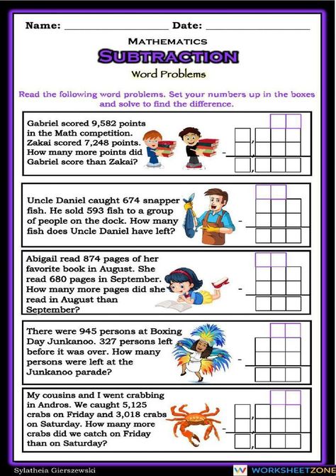 Math Worksheet - Subtraction with renaming Borrowing Subtraction Worksheet For Grade 2, Borrowing Subtraction Worksheet, Subtraction With Borrowing, Subtraction With Regrouping Worksheets, Math Competition, Problem Solving Worksheet, Subtraction With Regrouping, Math Subtraction, Subtraction Word Problems