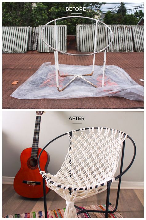 I've always wanted a real hammock but if that's not an option, this DIY Macrame Hammock Chair is the next best thing! So stylish and comfy. Diy Macrame Hammock, Diy Hammock Chair, Diy Hanging Chair, Rope Hammock Chair, Macrame Hammock Chair, Macrame Hanging Chair, Macrame Chairs, Macrame Hammock, Diy Hammock