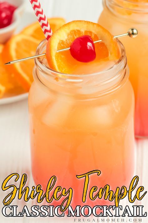 Non Alcoholic Shirley Temple Recipe, Fancy Mocktail, Alcoholic Shirley Temple, Shirley Temple Recipe, Frugal Mom, Food Meals, Lemon Lime Soda, Lime Soda, Drink Ideas